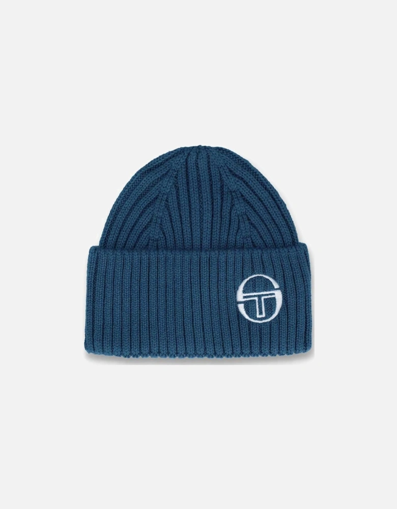Seppi Ribbed Turn Up Beanie - Vintage Indegio / White