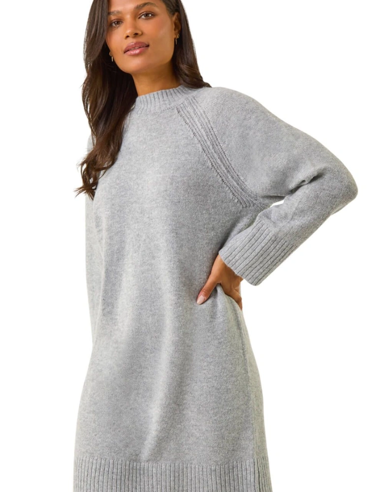 High Neck Ribbed Knit Dress