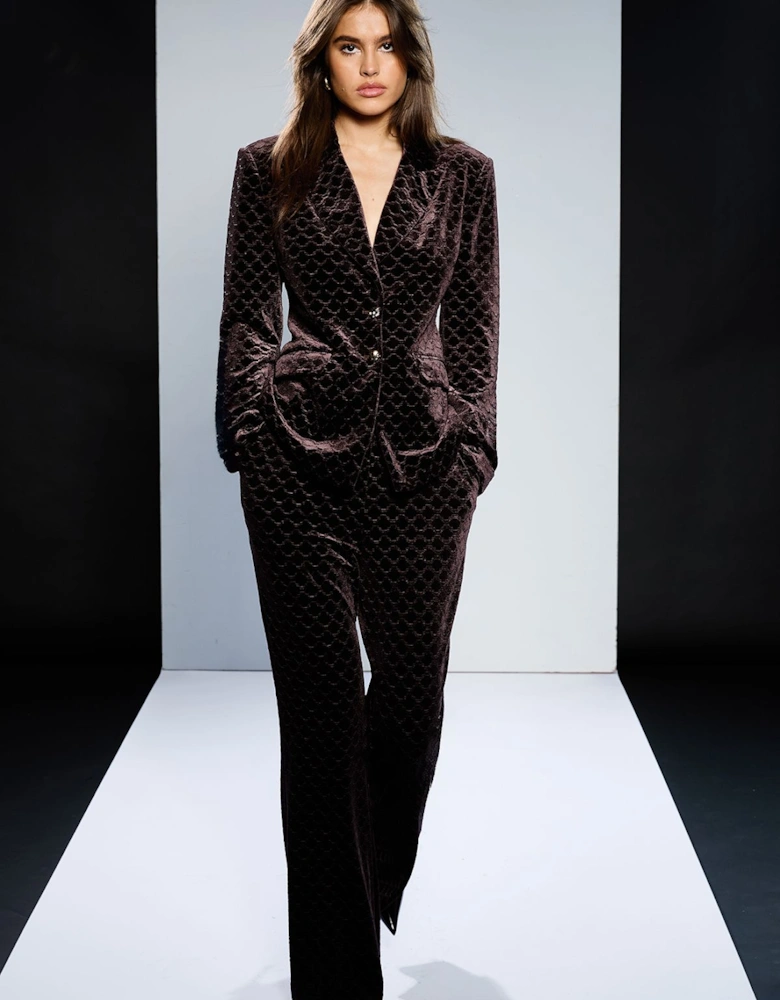 Jacquard Velvet Flare Trouser