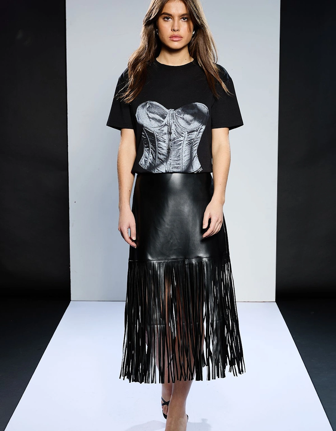 Faux Leather Fringe Skirt, 2 of 1