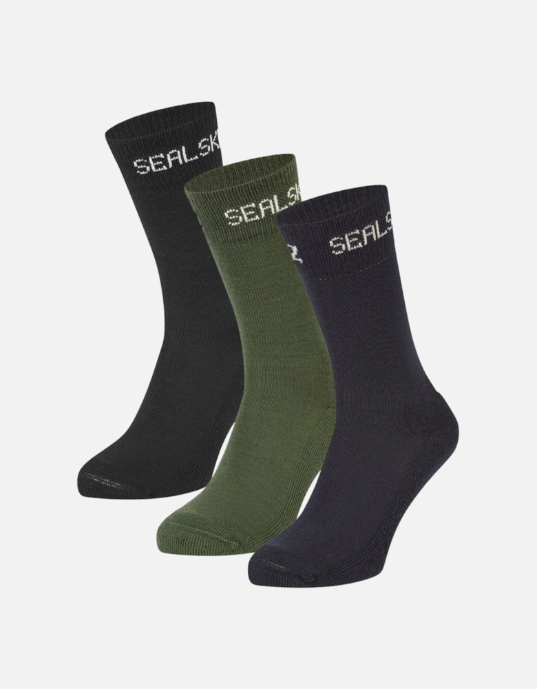 Unisex Suffield - 3 Pack Solo Merino Liner Crew Socks - Assorted