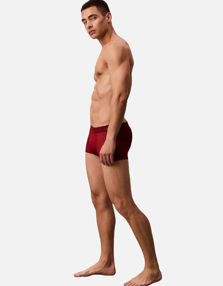 Microfibre Lace Low-Rise Boxer Trunk, Fall Berry