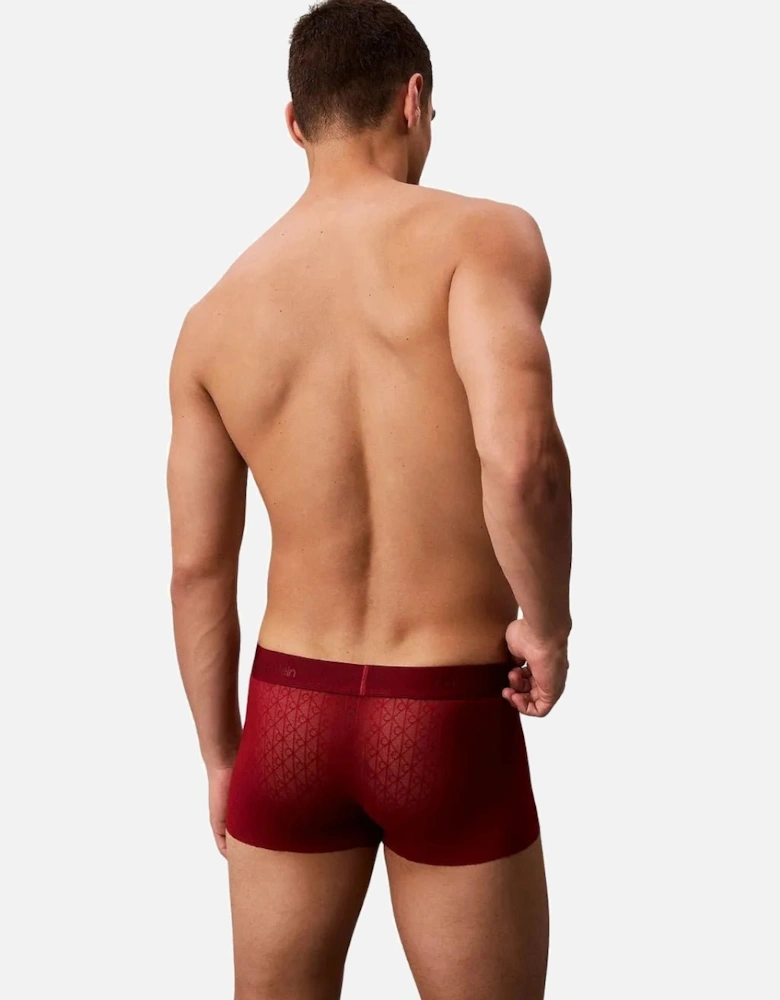 Microfibre Lace Low-Rise Boxer Trunk, Fall Berry