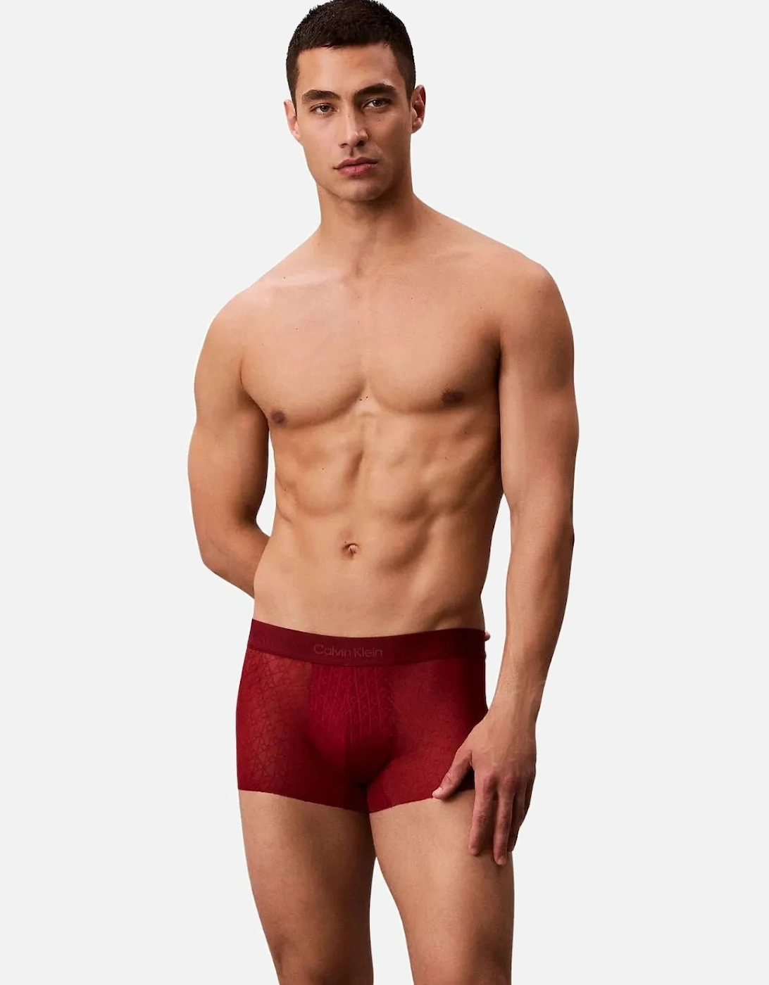 Microfibre Lace Low-Rise Boxer Trunk, Fall Berry, 7 of 6
