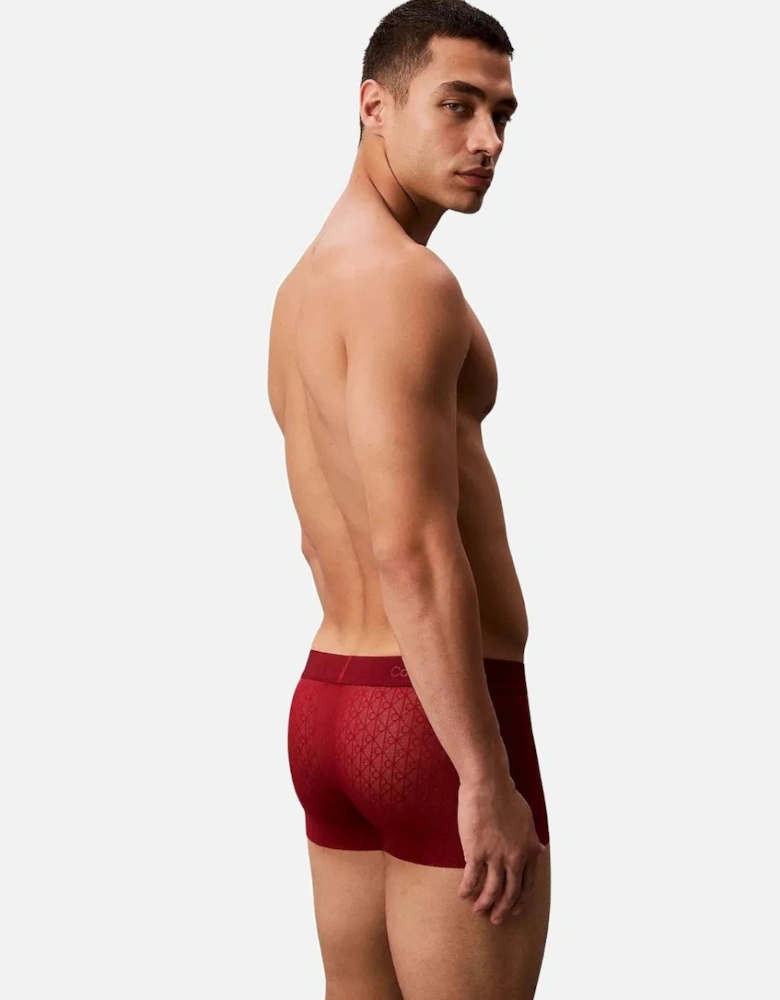 Microfibre Lace Low-Rise Boxer Trunk, Fall Berry