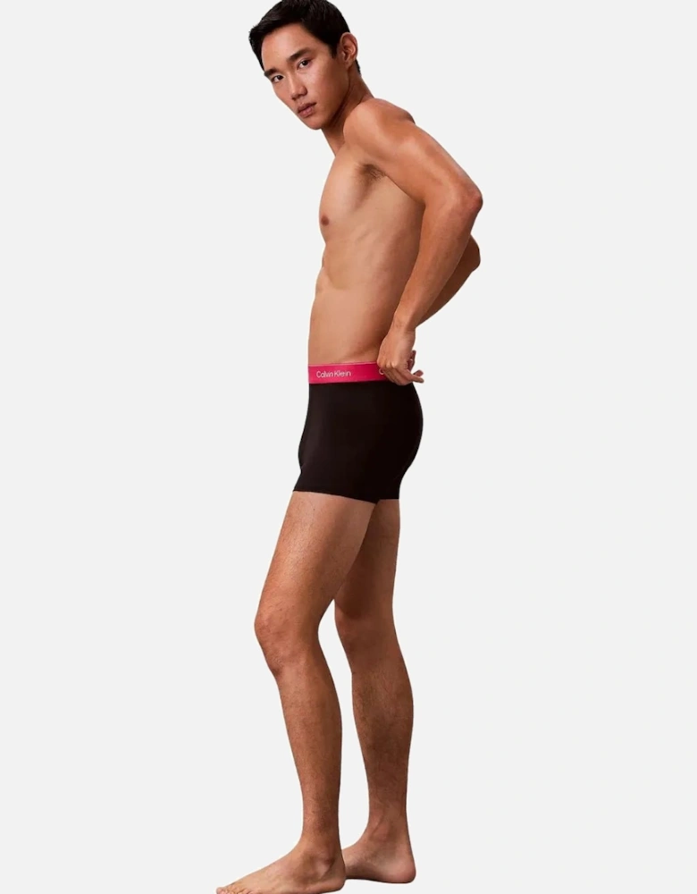 3-Pack Icon Cotton Stretch 'Relaxed Dart' Boxer Trunks, Black w/ pink/sleet/white