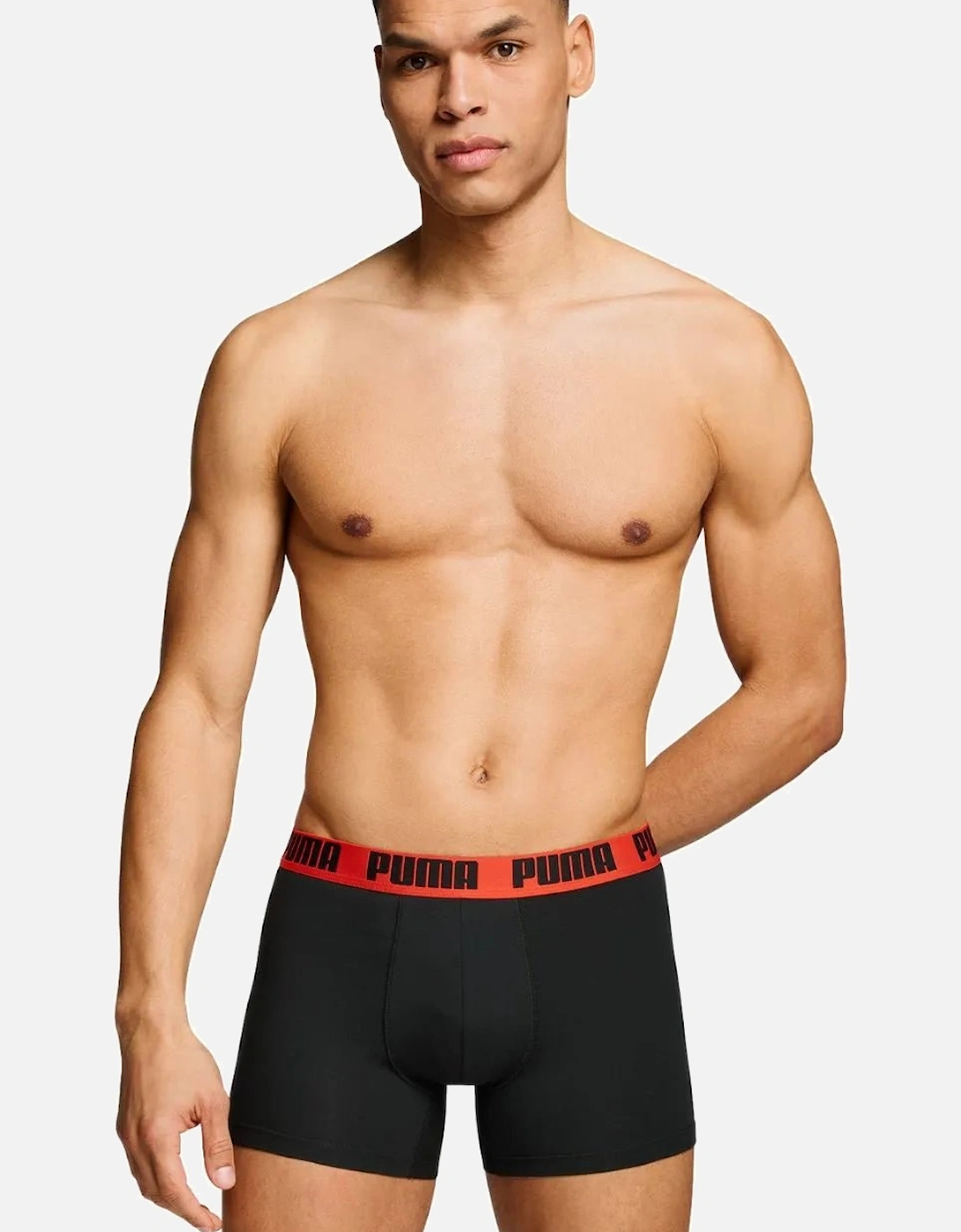 2-Pack Basic Boxer Briefs, Black/Grey w/ fierce red