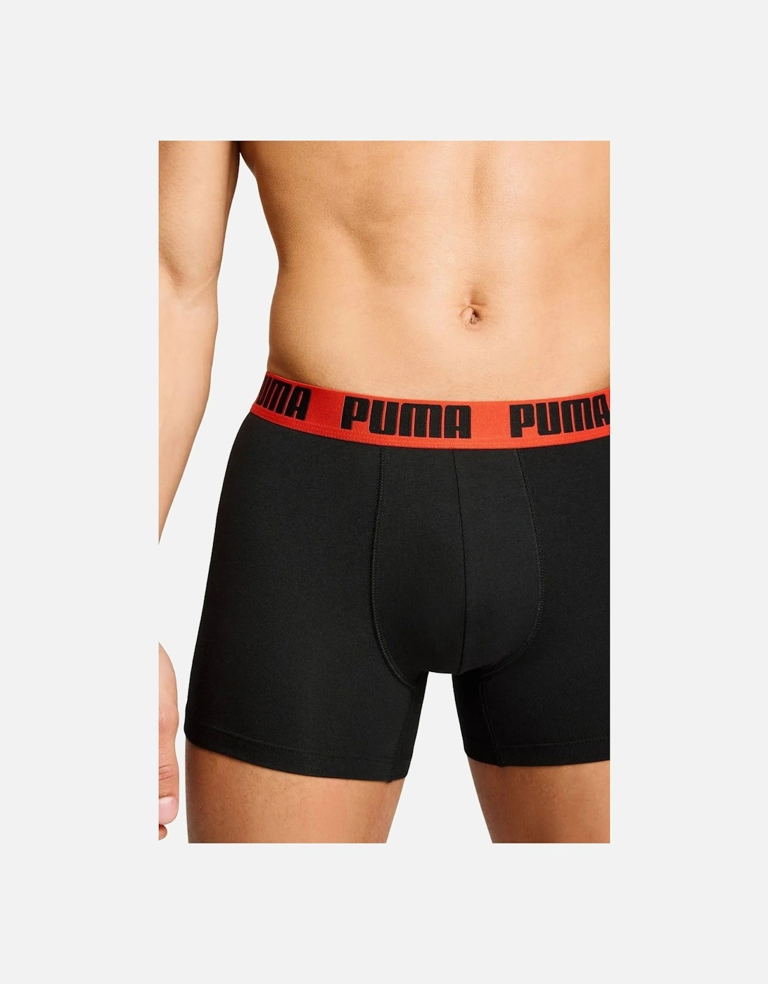 2-Pack Basic Boxer Briefs, Black/Grey w/ fierce red