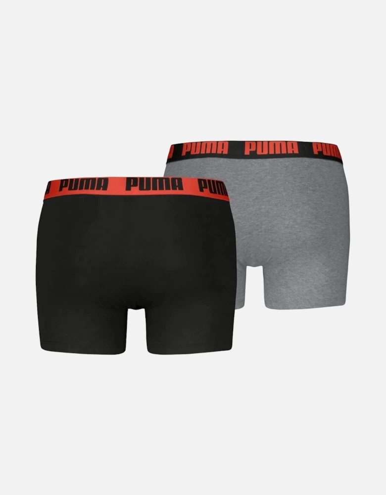 2-Pack Basic Boxer Briefs, Black/Grey w/ fierce red