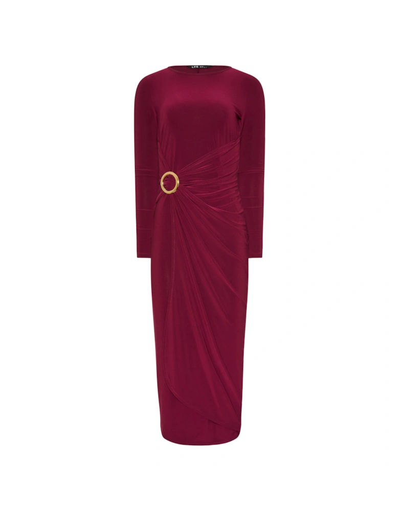 Tall Drape Long Sleeve Buckle Dress