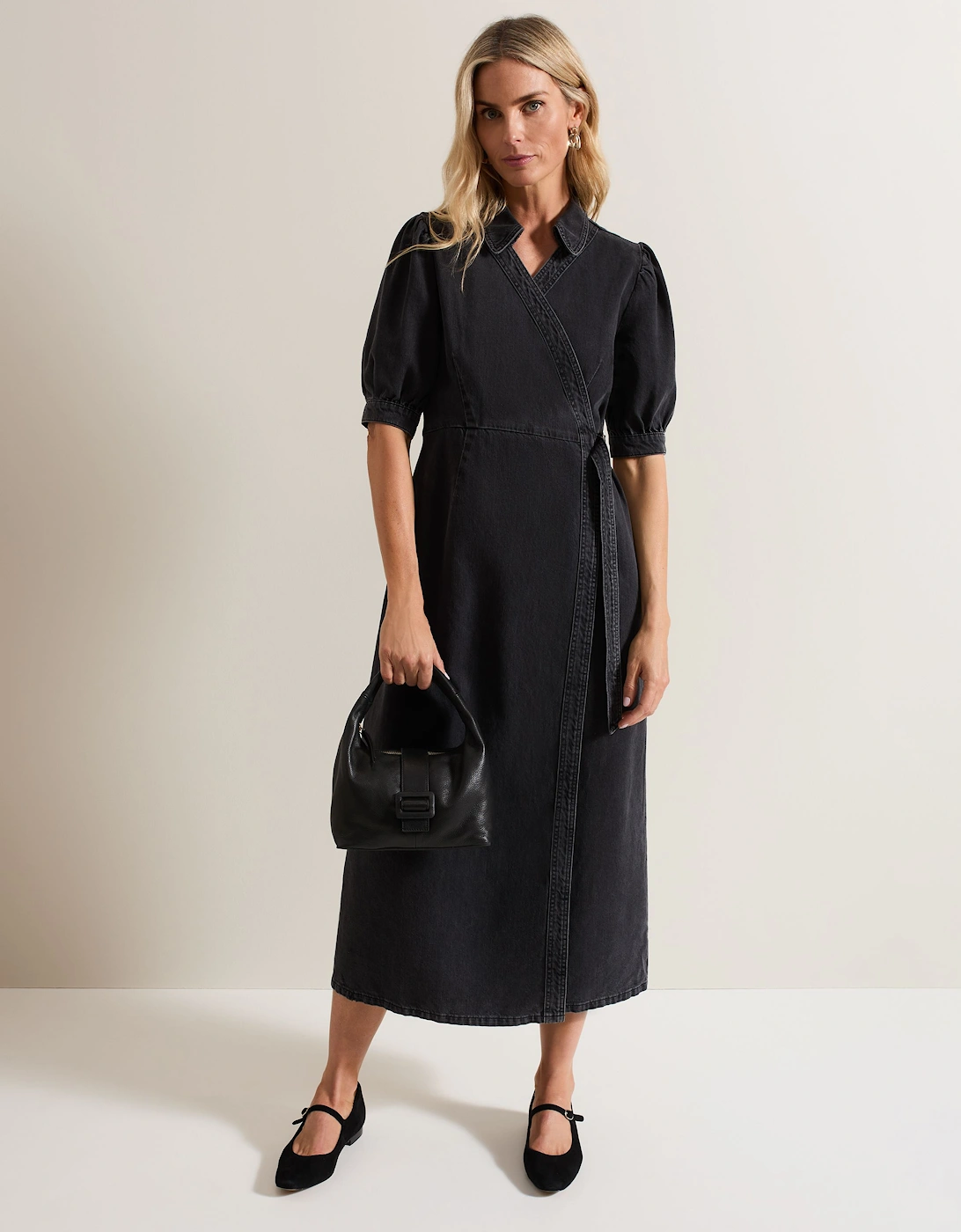 Senita Grey Denim Wrap Dress, 2 of 1