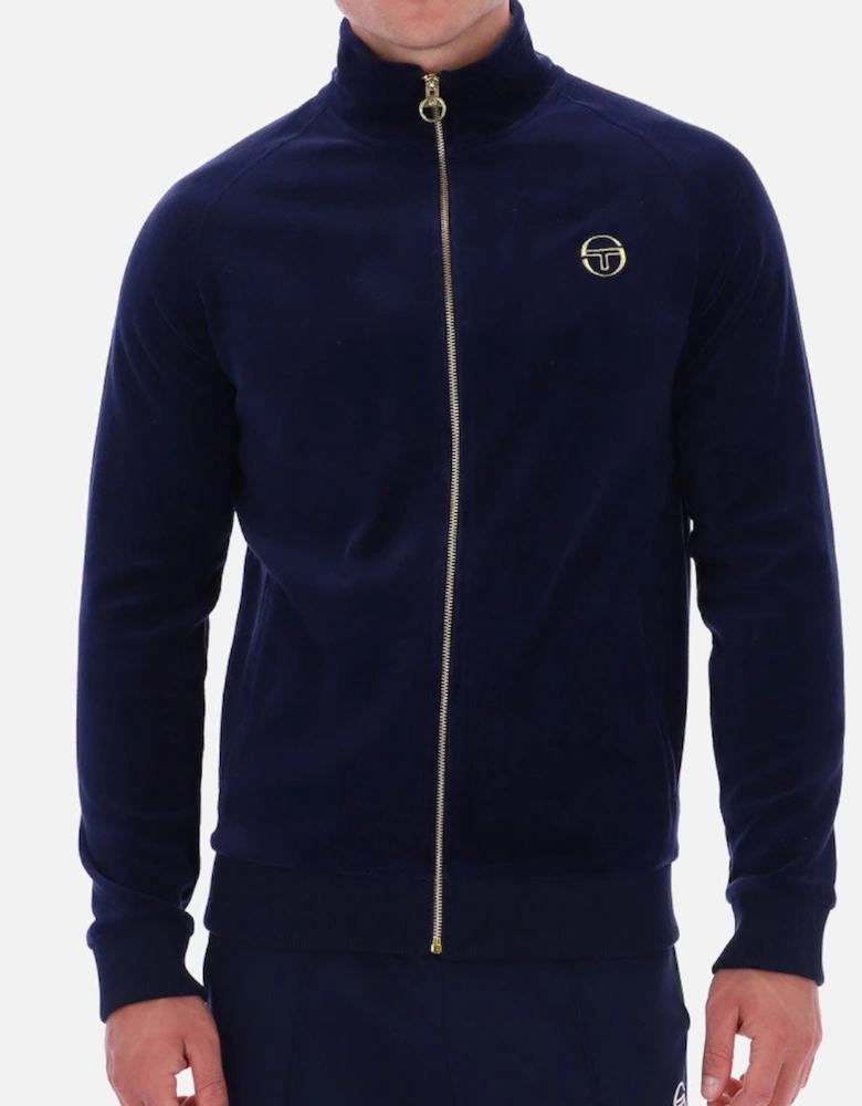 Court Velour Track Jacket - Maritime Blue/Gardenia
