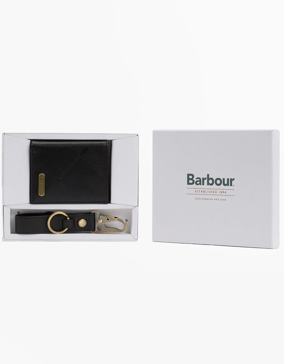 BRUNTON LEATHER Cardholder Gift Set Mens Black Tartan Emboss