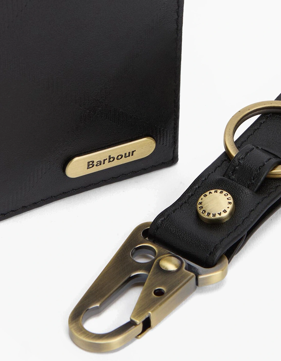 BRUNTON LEATHER Cardholder Gift Set Mens Black Tartan Emboss