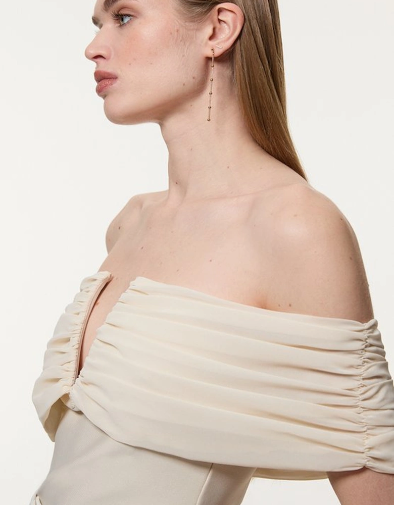 Figure Form Bandage Knit Woven Bardot Top