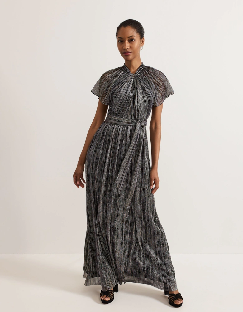 Riah Shimmer Maxi Dress Pleated
