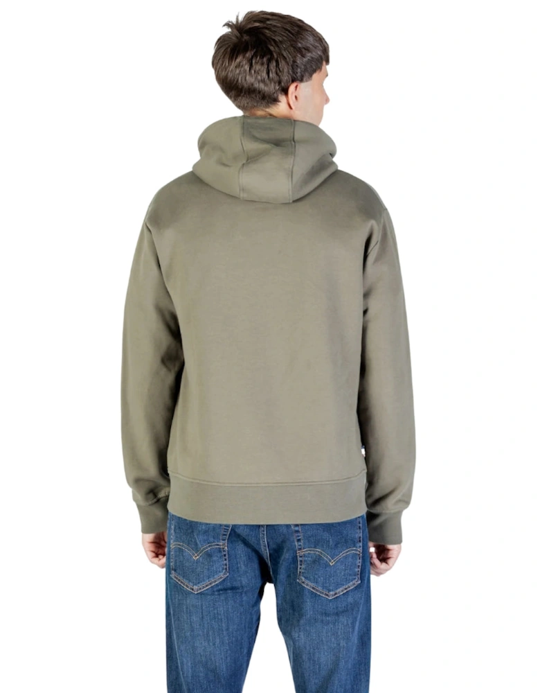 Active Small Logo Full Zip Up Army Green Hoodie