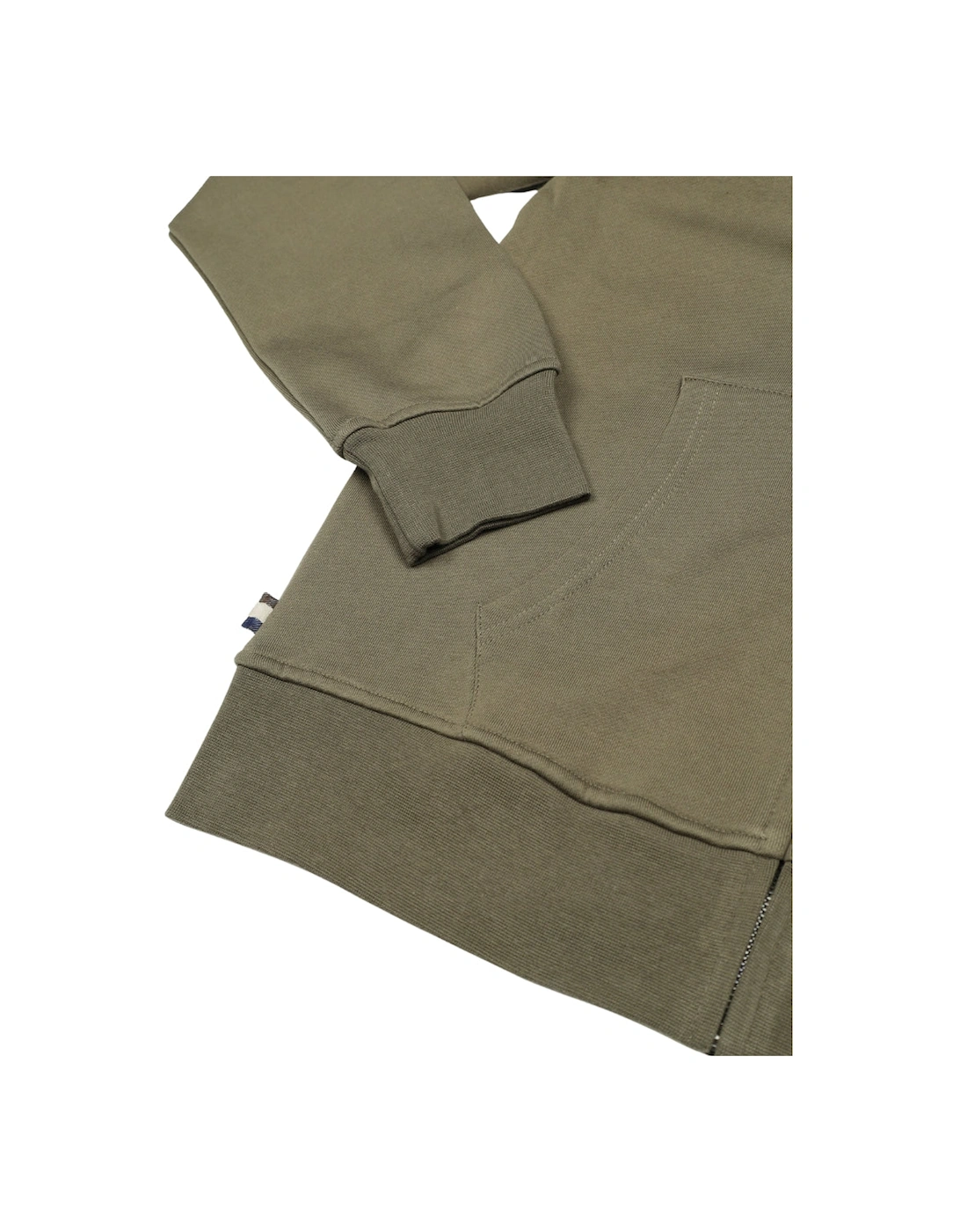 Active Small Logo Full Zip Up Army Green Hoodie