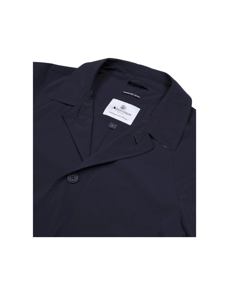 Active Stretch Caban Trench Coat Navy Blue Jacket
