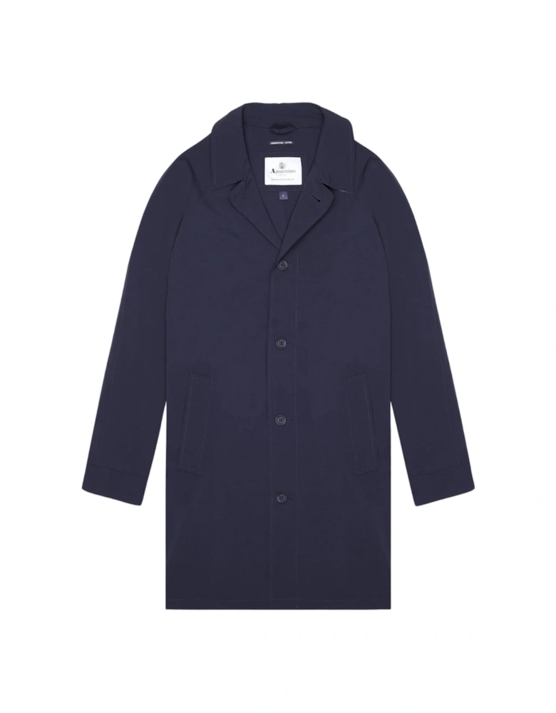 Active Stretch Caban Trench Coat Navy Blue Jacket