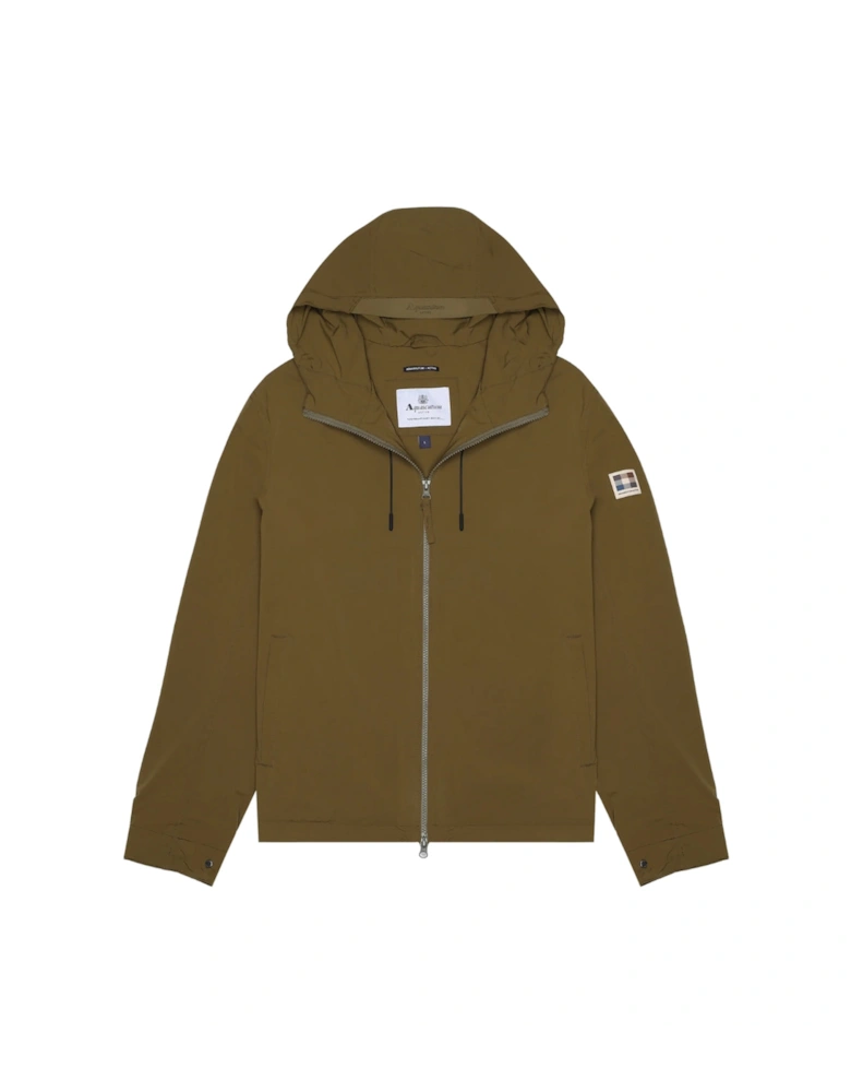 Active Hooded Stretch Windbreaker Army Green Jacket