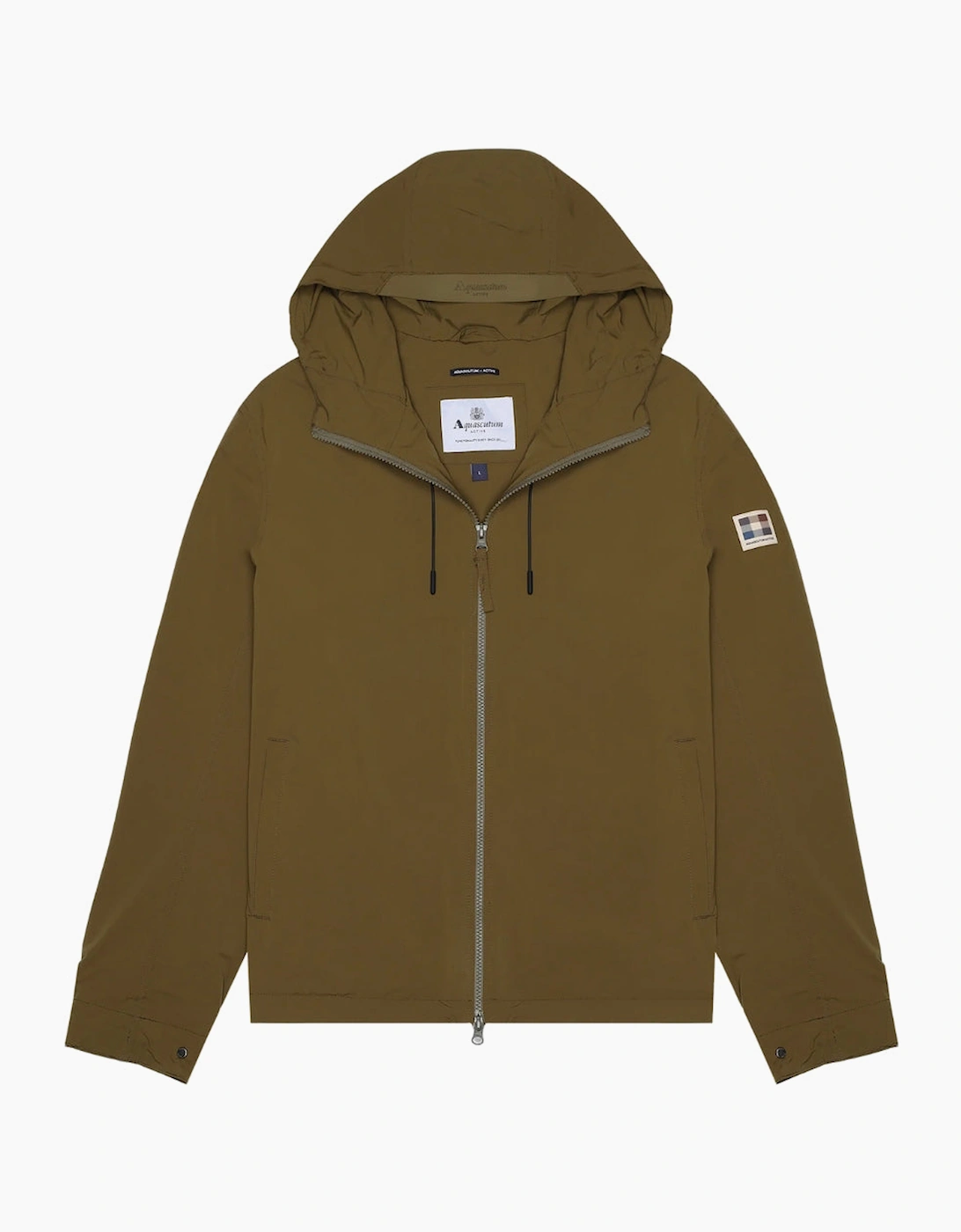Aquascutum Men's Tan Active Hooded Stretch Windbreaker Army Green Jacket - Size: Regular/36