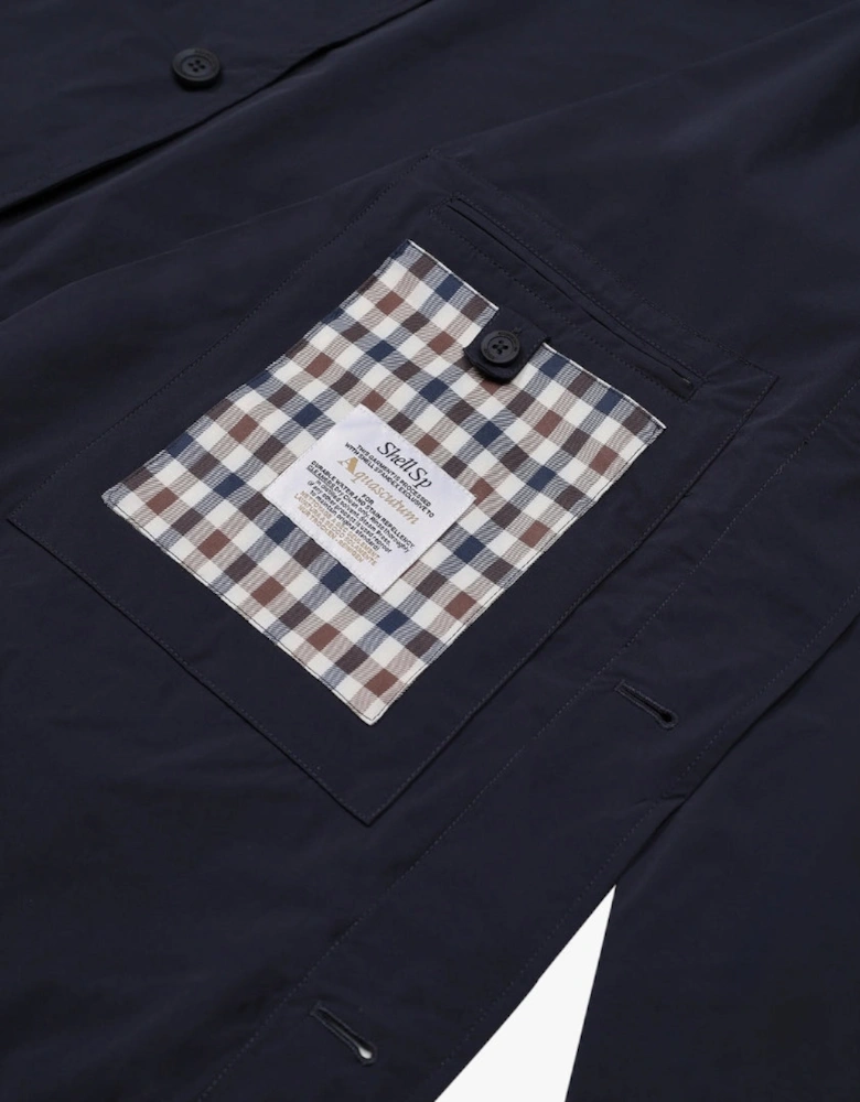 Active Stretch Caban Trench Coat Navy Blue Jacket