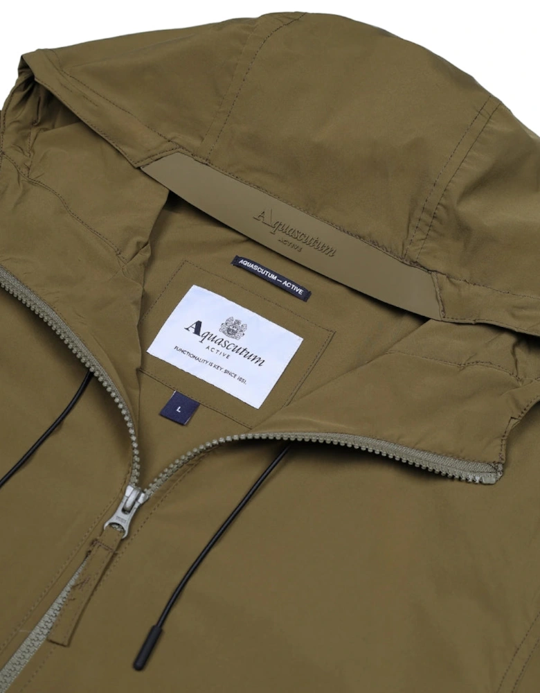 Active Hooded Stretch Windbreaker Army Green Jacket