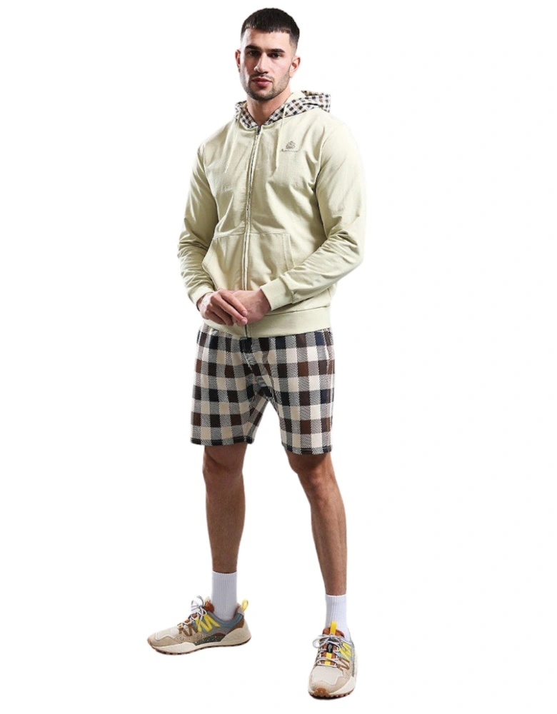 Active Small Logo Full Zip-Up Old White Hoodie