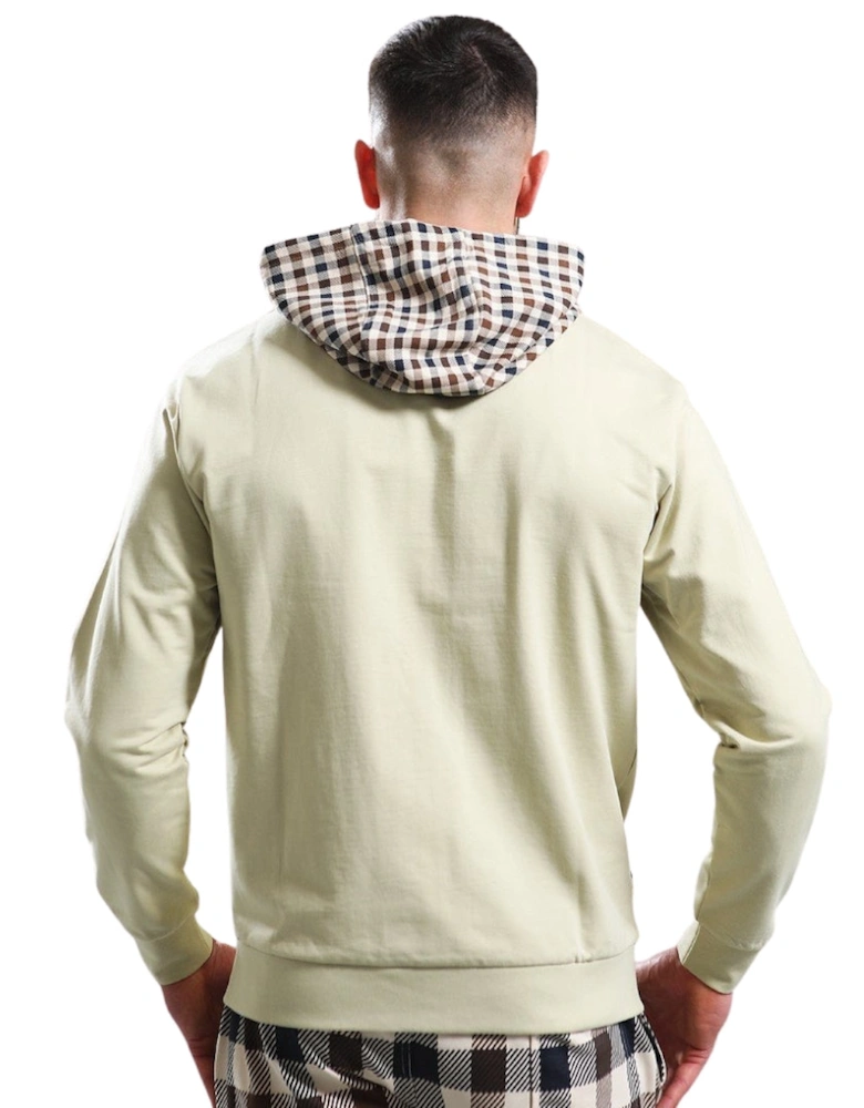 Active Small Logo Full Zip-Up Old White Hoodie