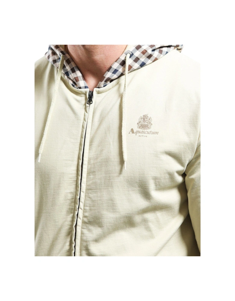 Active Small Logo Full Zip-Up Old White Hoodie