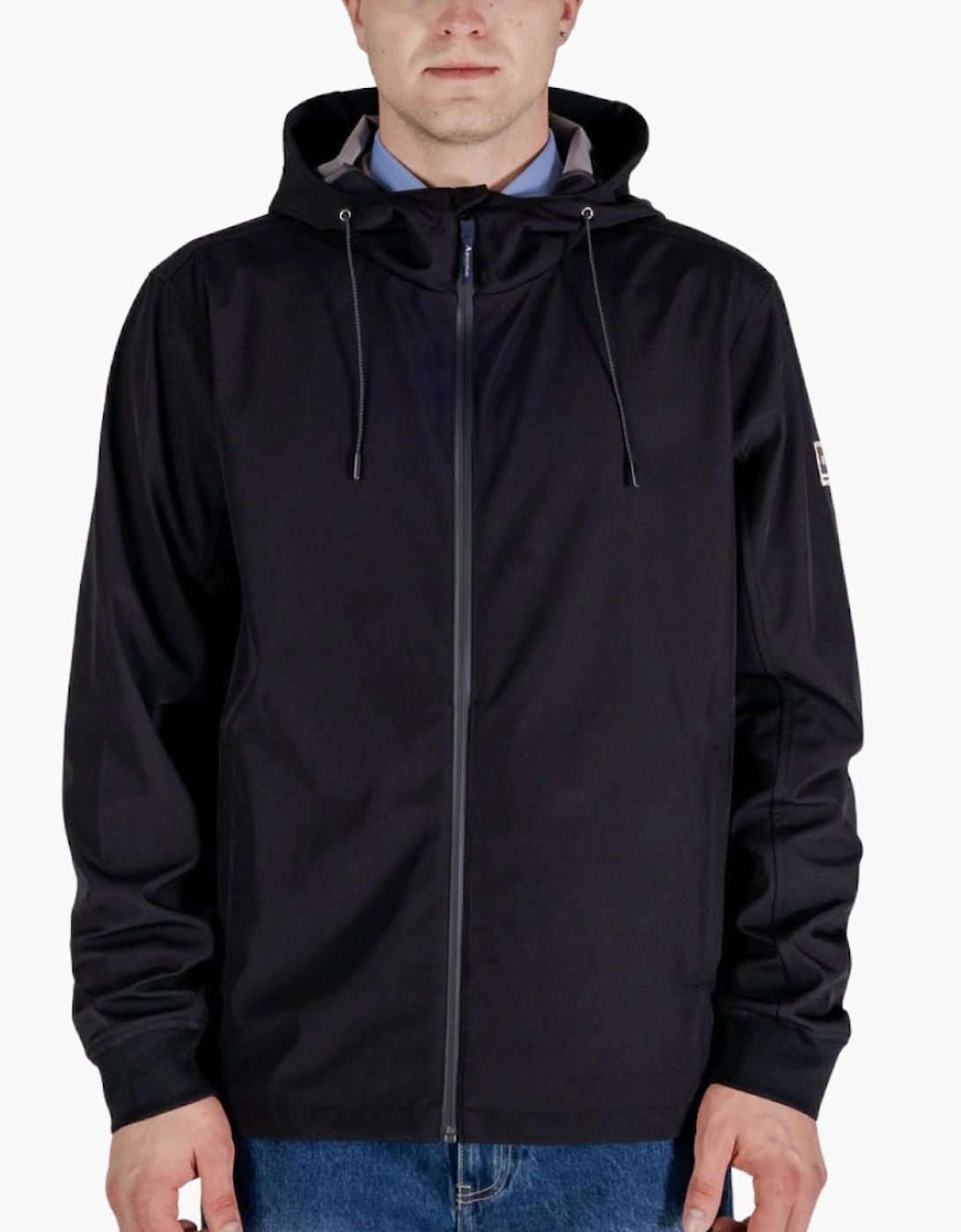Men's Aquascutum Active Hooded Stretch Windbreaker Black Jacket - Size: Regular/36