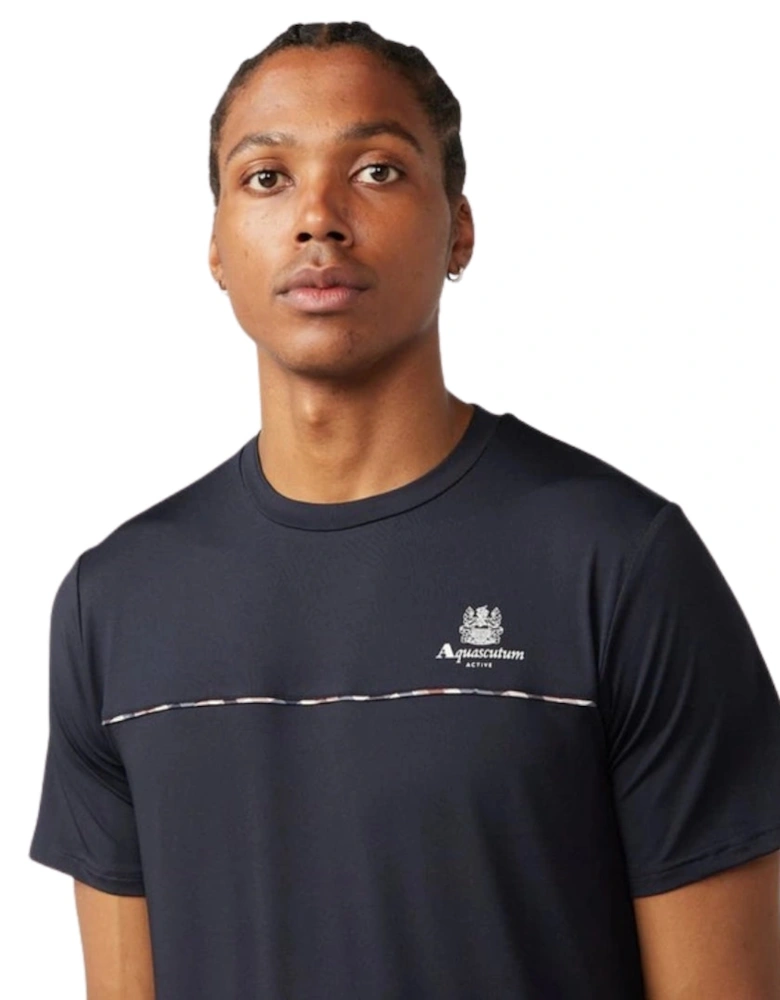 Active Stretch Piping Navy Blue T-Shirt