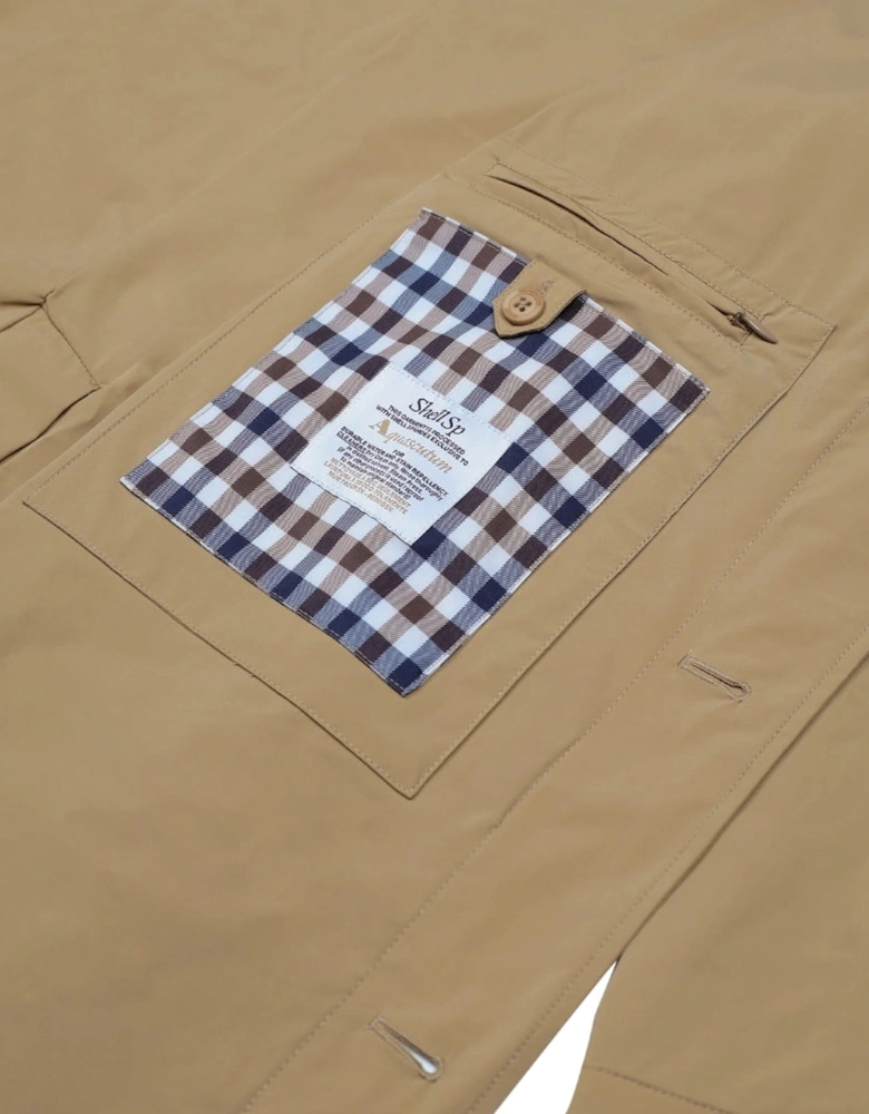 Active Stretch Caban Trench Coat Khaki Jacket