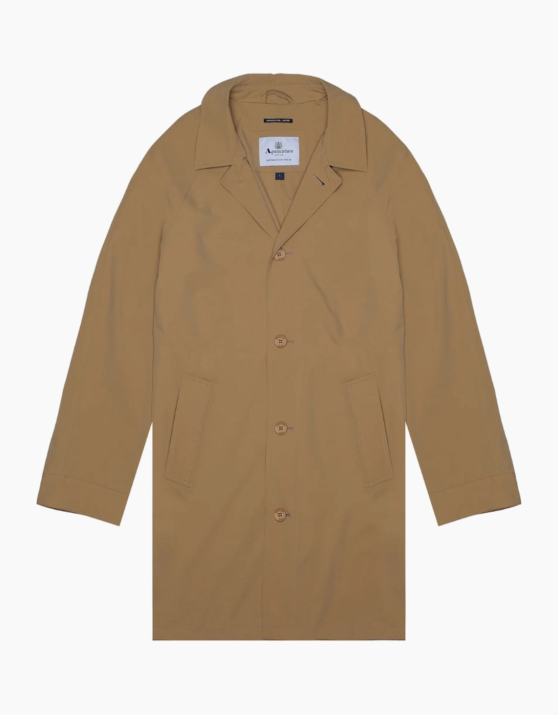 Men's Aquascutum Active Stretch Caban Trench Coat Khaki Jacket - Brown - Size: 38/Regular