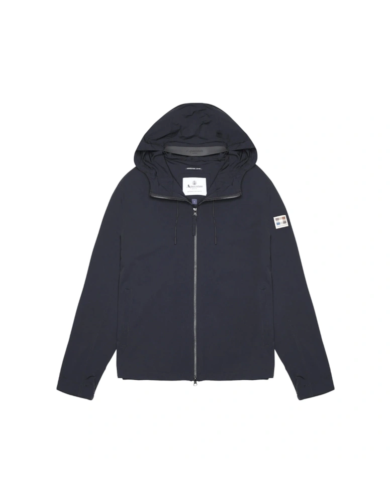 Active Hooded Stretch Windbreaker Navy Blue Jacket