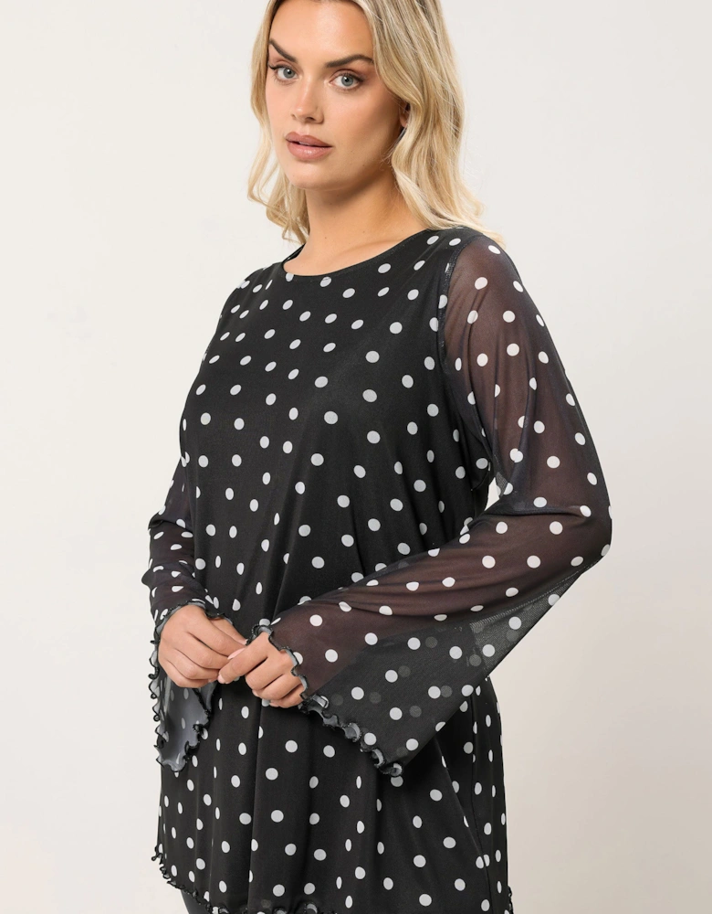 Polka Dot Mesh Swing Top