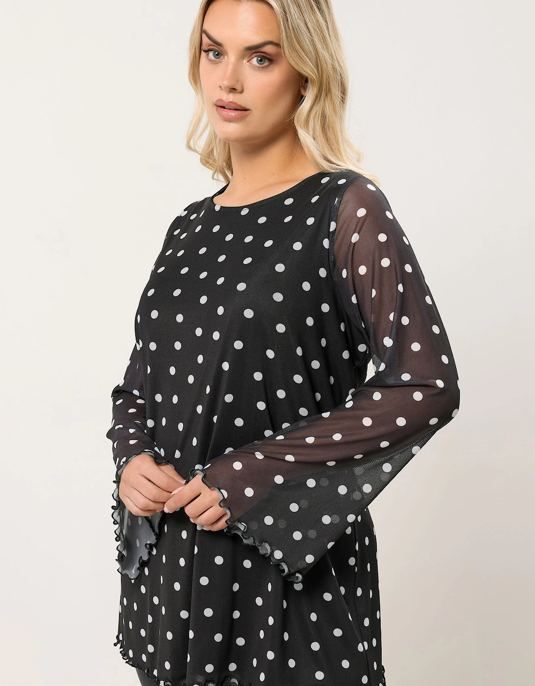 Polka Dot Mesh Swing Top, 2 of 1