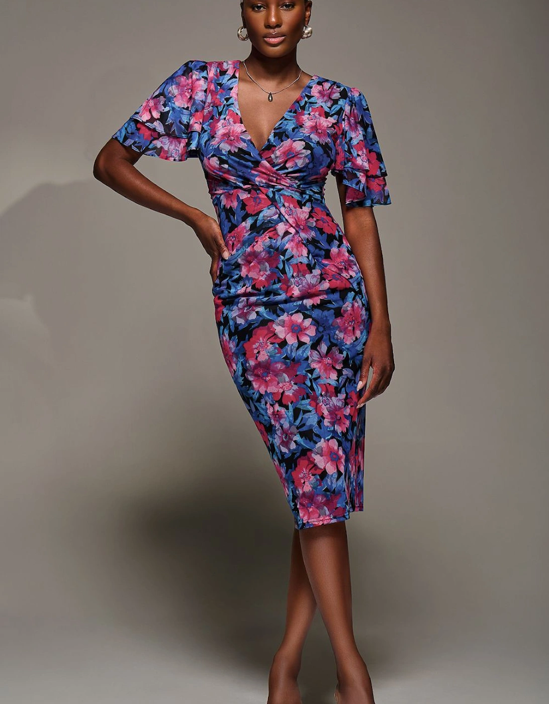 Angel Sleeve Mesh Bodycon Dress, 2 of 1