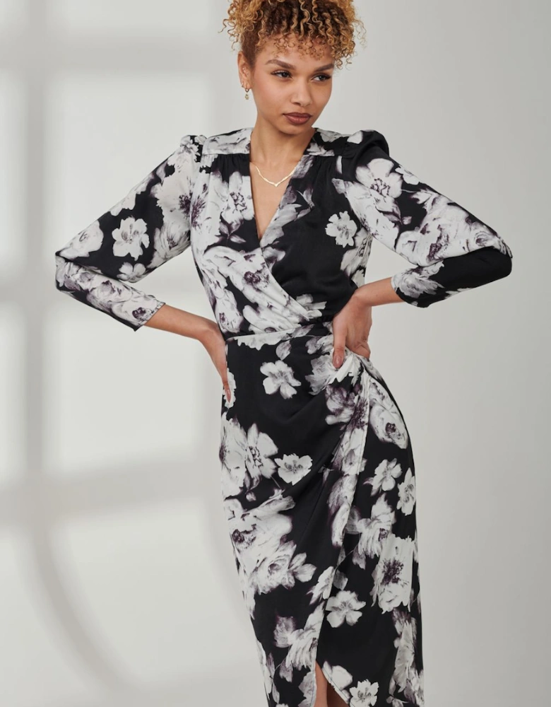 Satin Floral Shirt Dress