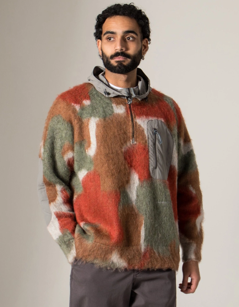 Mix Colour Shaggy Knit Hoodie