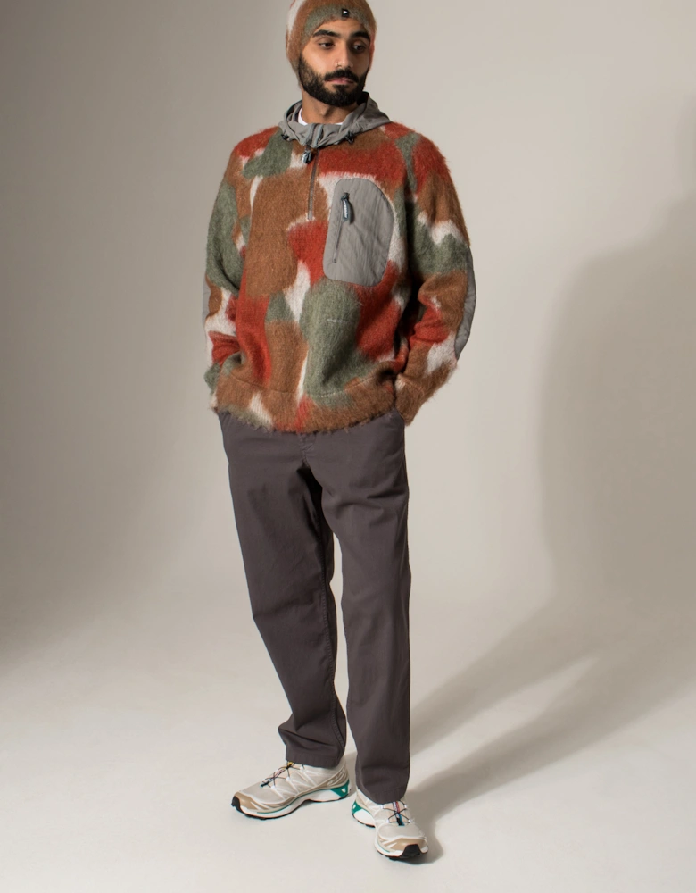 Mix Colour Shaggy Knit Hoodie