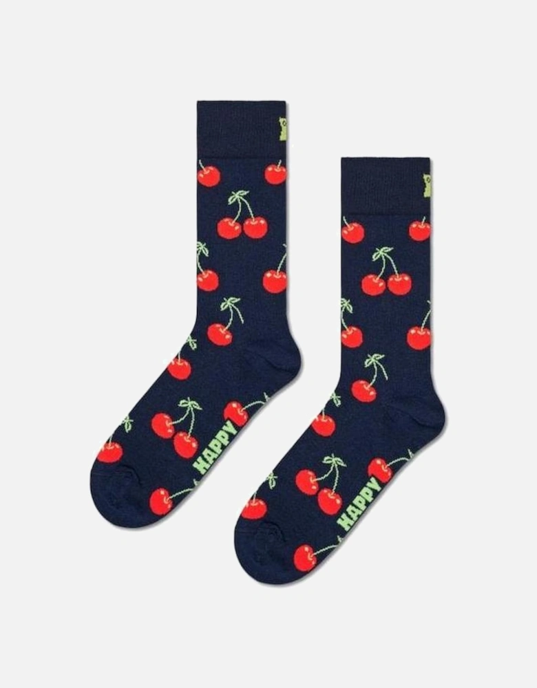 Cherry Socks, Blue/Red