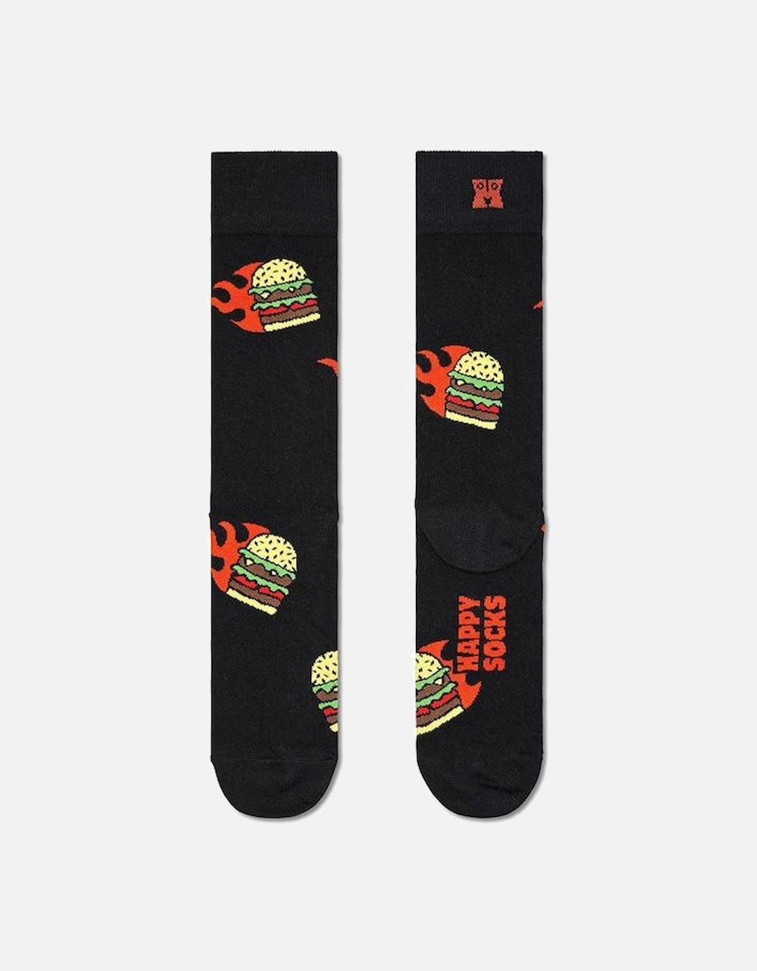 Flaming Burger Socks, Black, 5 of 4