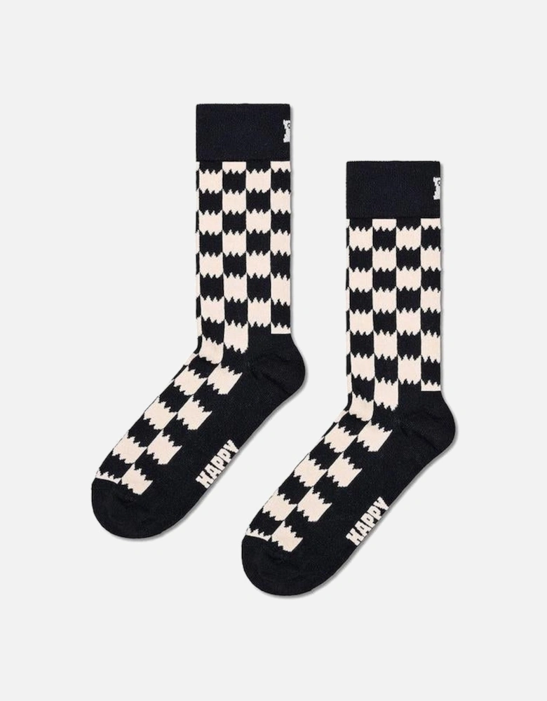 Dizzy Check Socks, Black
