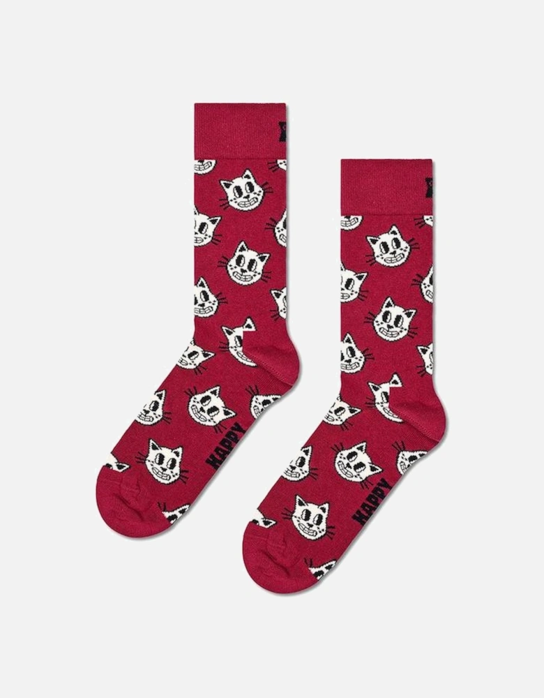 Cat Socks, Dark Red