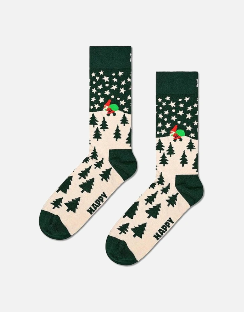 Santa On The Way Socks, Dark Green