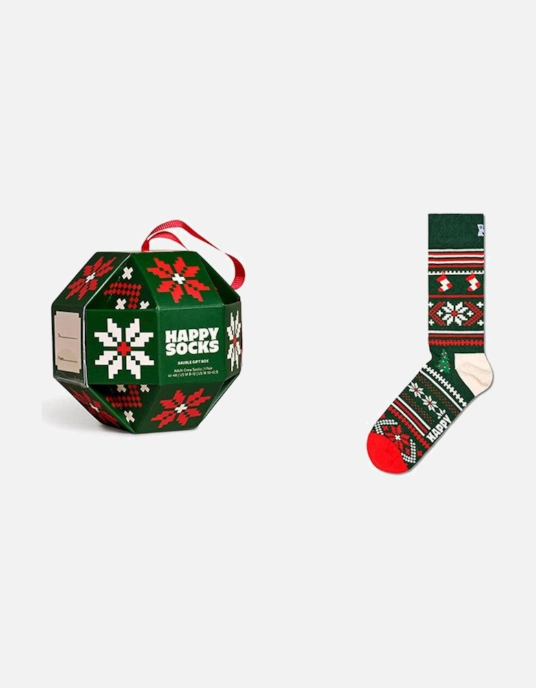 Snowflake Socks Gift Set, Dark Green