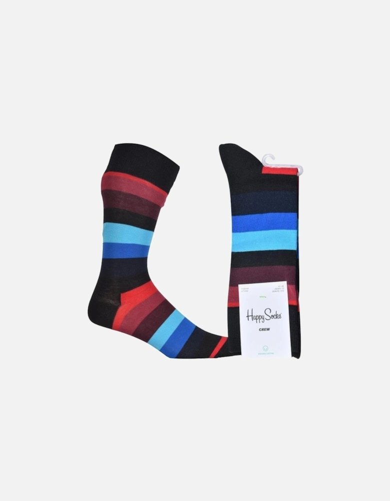 Stripe Socks, Black/blue