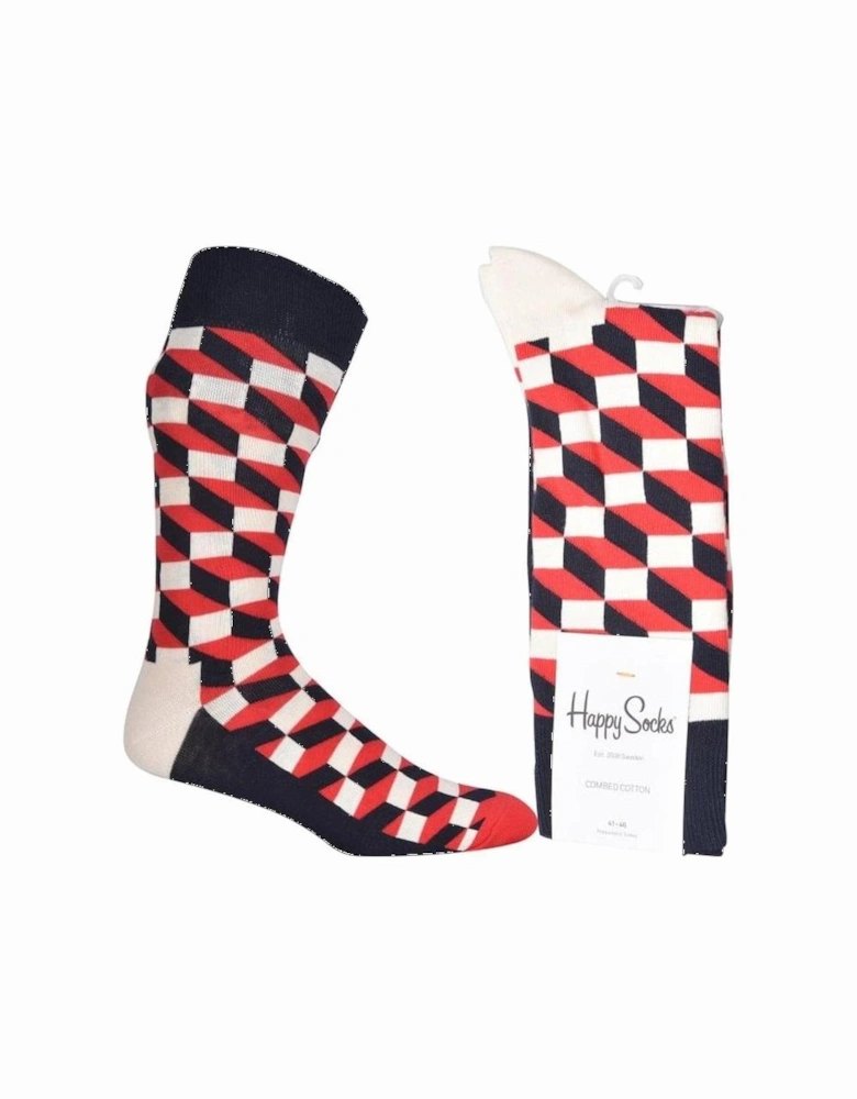 Filled Optic Socks, Navy/Red/White